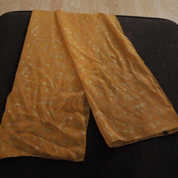 Orange and Gold Scarf w/ music notes - Picture 4 of 4